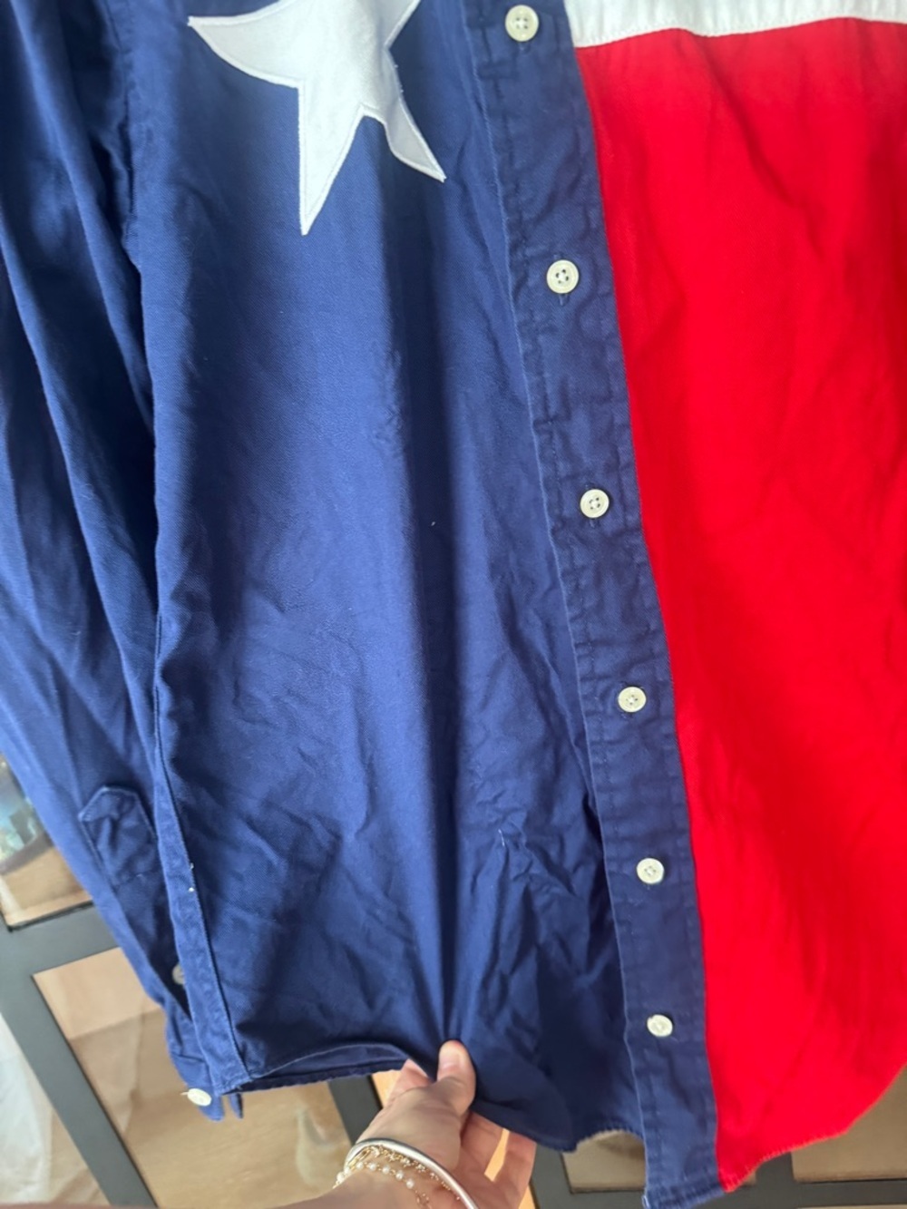 Vintage Texas Flag button down shirt long sleeve western lonestar state country - Picture 4 of 7